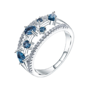 Natural London Blue Topaz, 925 Sterling Silver Ring