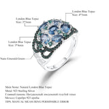 Natural London Blue Topaz Gemstone, 925 Sterling Silver Ring