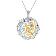 Natural Sky Blue Topaz , Gold Plated, 925 Sterling Silver, Handmade Necklace