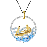 Swiss Blue Topaz Gemstone, Gold Plated, 925 Sterling Silver Handmade Necklace