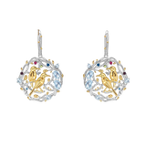 Sky Blue Topaz Gemstone, Gold Plated, 925 Sterling Silver Handmade Clip Earrings