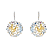 Sky Blue Topaz Gemstone, Gold Plated, 925 Sterling Silver Handmade Clip Earrings