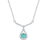 Natural Green Emerald Gemstone, 925 Sterling Silver Necklace