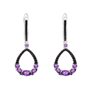 Natural Amethyst Gemstone, 925 Sterling Silver Drop Earrings