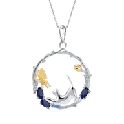 Natural Blue Sapphire Gemstone, Gold Plated, 925 Sterling Silver, Handmade Necklace