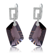 Natural Smoky Quartz Gemstone, 925 Sterling Silver Drop Earrings