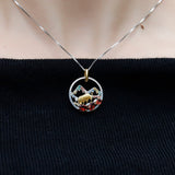 Natural Garnet , Gold Plated, 925 Sterling Silver Necklace