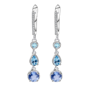 Change Fluorite Mix Gemstones , 925 Sterling Silver Drop Earrings