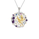 Nature Amethyst Gemstones , Gold Plated, 925 Sterling Silver Handmade Necklace