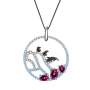 Natural Rhodolite Garnet Gemstone, Gold Plated, 925 sterling Silver Necklace