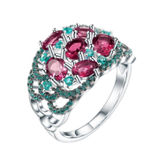 925 Sterling Silver, Natural Rhodolite Garnet Ring