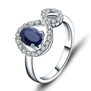 Natural Sapphire Gemstone,925 Sterling Silver Ring