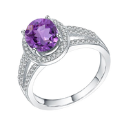 Natural Purple Amethyst ,925 Sterling Silver Ring