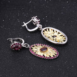 Natural Rhodolite Garnet Gemstones, Gold Plated, 925 Sterling Silver Handmade Drop Earrings