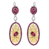 Natural Rhodolite Garnet Gemstones, Gold Plated, 925 Sterling Silver Handmade Drop Earrings