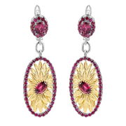 Natural Rhodolite Garnet Gemstones, Gold Plated, 925 Sterling Silver Handmade Drop Earrings