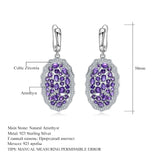 Natural Amethyst Gemstone, 925 Sterling Silver Drop Earrings