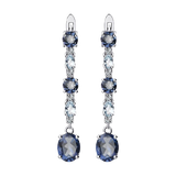 Natural Iolite Blue Mystic Quartz/ Sky Blue Topaz Gemstone,  925 Sterling Silver Clip Earrings