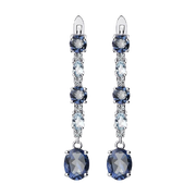 Natural Iolite Blue Mystic Quartz/ Sky Blue Topaz Gemstone,  925 Sterling Silver Clip Earrings