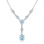 Natural Sky Blue Topaz Gemstone, 925 Sterling Silver Necklace