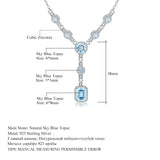 Natural Sky Blue Topaz Gemstone, 925 Sterling Silver Necklace