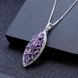 Natural Amethyst Gemstones, 925 Sterling Silver Necklace