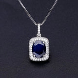 Natural Blue Sapphire Gemstone,  925 Sterling Silver Pendant Necklace