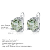 Natural Green Amethyst, 925 Sterling Silver Stud Earrings