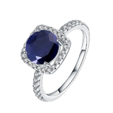 Natural Blue Sapphire Gemstone, 925 Sterling Silver Ring