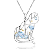 Natural Sky Blue Topaz, Gold Plated, 925 Sterling Silver Handmade Necklace