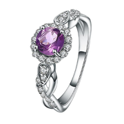 Natural Amethyst Gemstone, 925 Sterling Silver Ring -