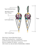 Natural Rhodolite Garnet Gemstones, Gold Plated, 925 Sterling Silver Handmade Drop Earrings