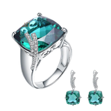 Nano Emerald Gemstone, 925 Sterling Silver Set