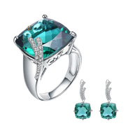 Nano Emerald Gemstone, 925 Sterling Silver Set