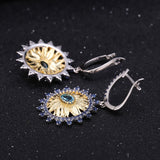 Natural Swiss Blue Topaz, Gold Plated, 925 Sterling Silver, Handmade Earrings