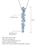 Natural Sky Blue Topaz Gemstone, 925 Sterling Sliver Necklace