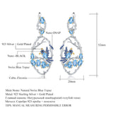 Natural Swiss Blue Topaz, Gold Plated, 925 Sterling Silver Handmade Earrings