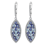 Natural Sky Blue Topaz Gemstones, 925 Sterling Silver Drop Earrings