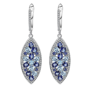 Natural Sky Blue Topaz Gemstones, 925 Sterling Silver Drop Earrings