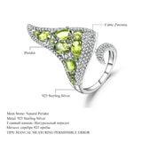 Natural Peridot Gemstone, 925 Sterling Sliver Open Ring