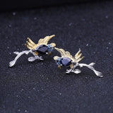 Natural Sapphire, Gold Plated, 925 Sterling Silver, Handmade Earrings