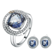 Natural Iolite Blue Mystic Quartz Gemstone,  925 Sterling Silver Ring and Earrings Set