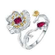 Natural Rhodolite Garnet Gemstones, Gold Plated, 925 Sterling Silver Handmade Ring