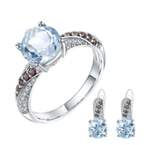 Natural Sky Blue Topaz, 925 Sterling Silver Set