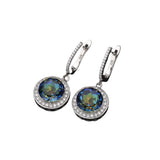 Natural Blueish Mystic Quartz Gemstone, 925 Sterling Silver Earrings