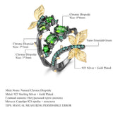 Natural Chrome Diopside Gemstone, Gold Plated , 925 Sterling Silver Handmade  Ring