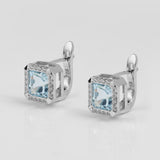 Natural Sky Blue Topaz Gemstone, 925 Sterling Silver Ring and Earrings Set