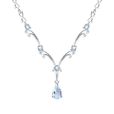Natural Sky Blue Topaz Gemstone, 925 Sterling Silver Necklace -