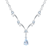 Natural Sky Blue Topaz Gemstone, 925 Sterling Silver Necklace -