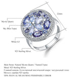 Natural Sky Blue Topaz, Mystic Quartz Gemstones, 925 Sterling Silver Ring